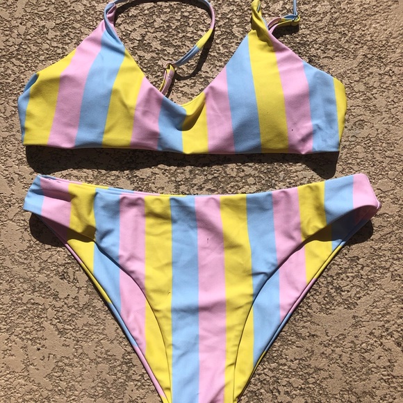 vertical striped bikini